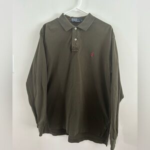 Vintage Polo Ralph Lauren Olive Collared 1/4 Pullover Sweatshirt Mens Sz Large